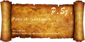 Patrik Szulamit névjegykártya